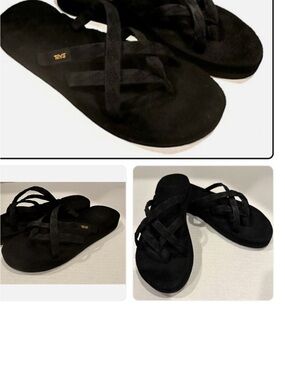 Teva Women’s Black Strappy Suede Slide Sandals